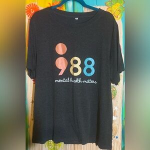 Mental Health Awareness-Charcoal Graphic Tee with 988 Design